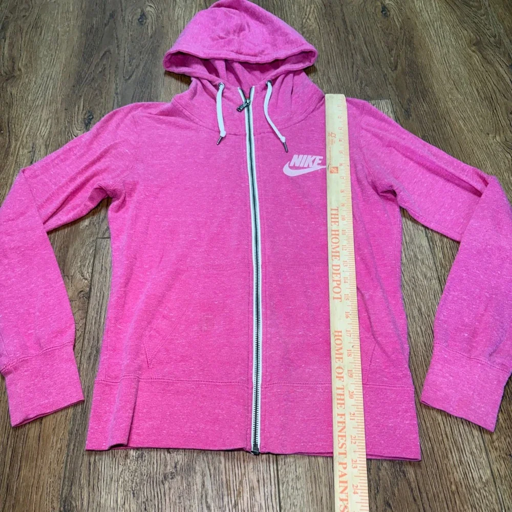 Nike Essential Full Zip Hooded Sweatshirt Jacket Pink organic Cotton Womens S